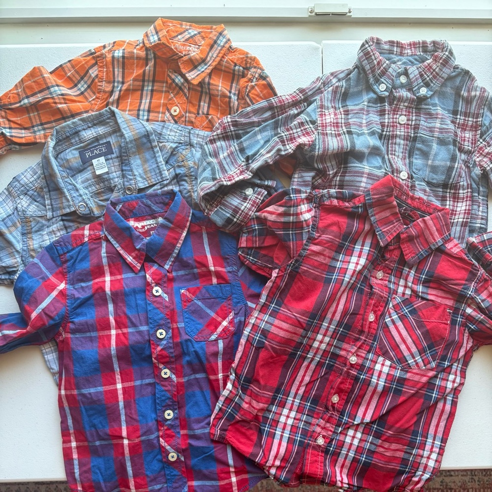 Toddler Boys 3T Plaid Button Down Shirts Bundle - Vibrant Mix